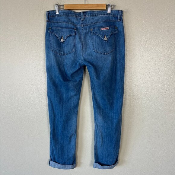 Hudson Womens Size 31 Jeans Medium Wash Cuffed Cropped Denim Straight Leg Blue - Picture 5 of 6